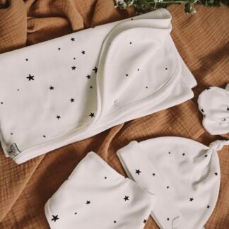 Coperta in cotone biologico Bianca con Stelle