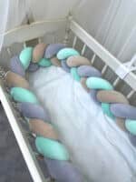 Tour de lit tresse velours menthe gris beige