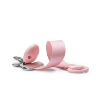 Elodie Schnullerband mit Holzdetail -Candy Pink