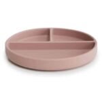 Assiette en silicone Mushie avec ventouse rose poudré – Image 2
