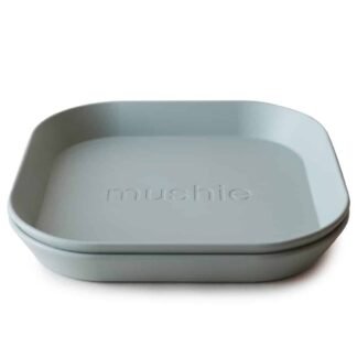 Mushie assiettes carrées set de 2 Sauge