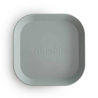 Mushie assiettes carrées set de 2 Sauge