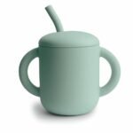 Tasse à bec Mushie avec paille Cambridge Blue