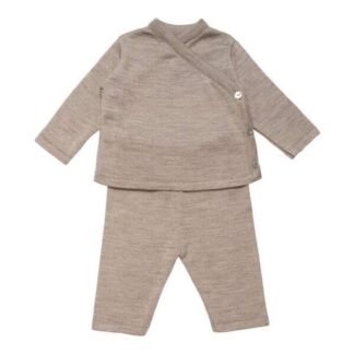 Huttelihut-Baby Set aus Merinowolle Camel