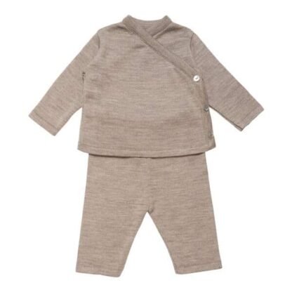 Huttelihut-Baby Set aus Merinowolle Camel