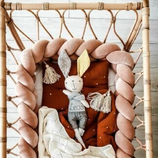 Tour de lit tresse velours caramel