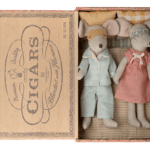 Maileg mummy and daddy mice in the cigar box
