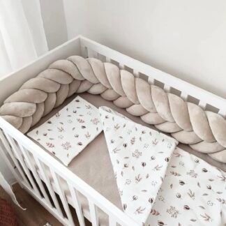 Bettschlange Klos aus Velours - geflochten |200 cm | Beige