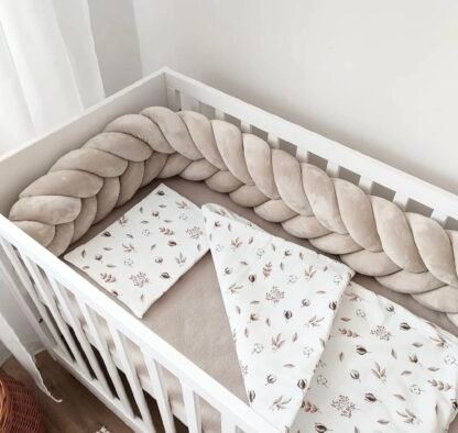Bettschlange Klos aus Velours - geflochten |200 cm | Beige