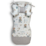 Imbottitura per sedile per passeggino e cuscino anti-shock | Cotone premium e tessuto minky | Orsacchiotto