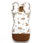 Coussin de siège de poussette et coussin anti-choc | Coton de qualité supérieure et tissu Minky | Ours heureux