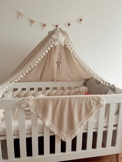 Ciel de lit Boho en coton Ökotex Beige – Image 5