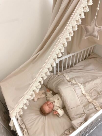 Ciel de lit Boho en coton Ökotex Beige – Image 3
