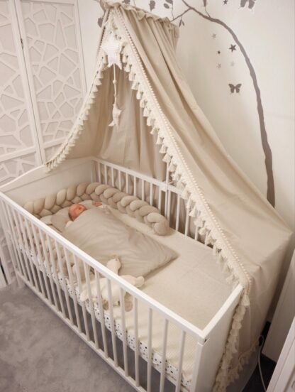 Ciel de lit Boho en coton Ökotex Beige – Image 2