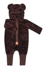 Tuta in pile con orecchie | Cotone GOTS | Teddy Brown - immagine 3