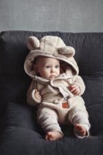 Fleece Baby Overall with Ears|GOTS Cotton|Teddy Beige