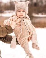 Fleece Baby Overall with Ears|GOTS Cotton|Teddy Beige - Image 3