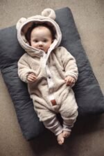 Fleece Baby Overall with Ears|GOTS Cotton|Teddy Beige - Image 2