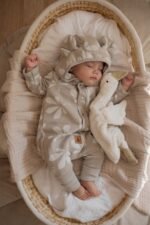 Salopette in Pile con Orecchie|Cotone GOTS|Beige Castagno - immagine 2