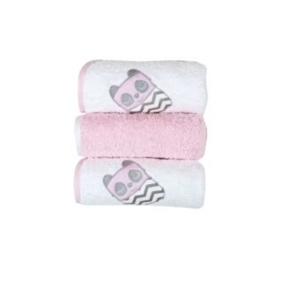 Lot de 3 débarbouillettes|éponge|Tiny Friends Rose