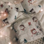 Set of cuddly blankets and pillows|Premium cotton|Snowman beige