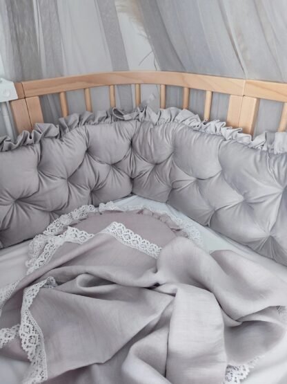 Bettumrandung Samt Glam Grau 210 cm
