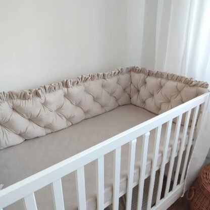 Bettumrandung Samt Glam Beige 210 cm – Image 2