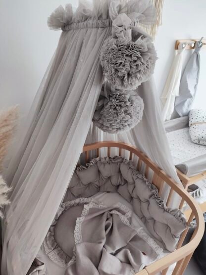 Bettumrandung Samt Glam Grau 210 cm – Bild 4