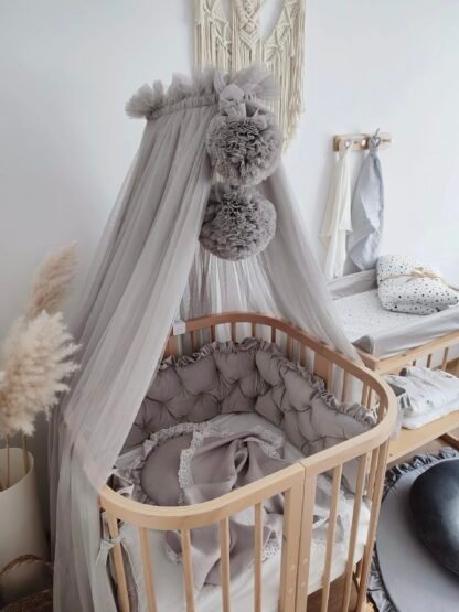 Bettumrandung Samt Glam Grau 210 cm – Bild 3