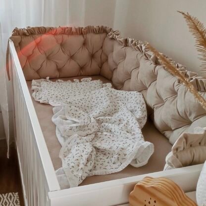 Bettumrandung Samt Glam Beige 210 cm – Image 3