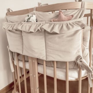 Bettuntensilo Samt Beige, Bettorganiser Glam
