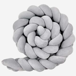 Bettschlange Velours - geflochten |360 cm|Grau