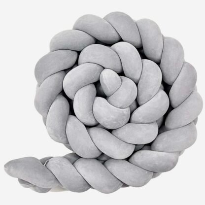 Bettschlange Velours - geflochten |360 cm|Grau