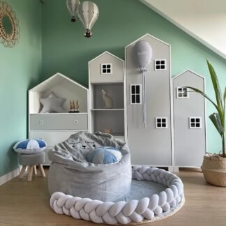 Bettschlange Velours - geflochten |360 cm|Grau