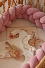 Tour de lit en velours tressé | 360 cm | Rose poudré – Image 3