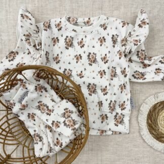 Baby Set |Sweat, Pants & Headband|GOTS Cotton|Pastel Roses