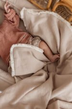 couverture pour bébé| Mousseline Double Premium 4 épaisseurs Boho Beige |