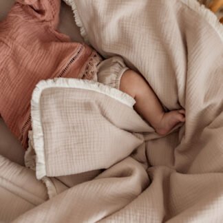 couverture pour bébé| Mousseline Double Premium 4 épaisseurs Boho Beige |
