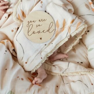 Baby blanket | Double Premium Muslin 4-ply Boho | Boho Leaves Light