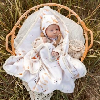 Baby blanket | Double Premium Muslin 4-ply Boho | Boho Leaves Light