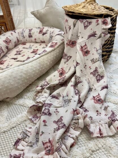 baby blanket| Premium Double Muslin 4 layers | Woodland Friends - Image 2