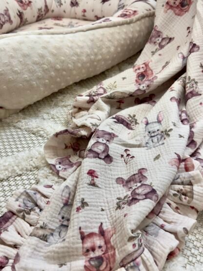 baby blanket| Premium Double Muslin 4 layers | Woodland Friends - Image 6