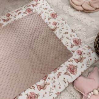 Wickelauflage Minky Inklusive Abnehmbare Wasserdichte Unterlage | Peonies & Bunny Rosa