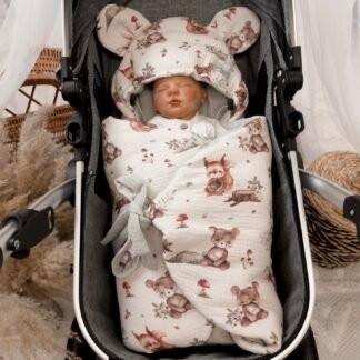 Couverture pour siège d'auto en mousseline premium Woodland Friends