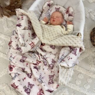 Ensemble de couvertures câlines, oreillers, minky en mousseline premium, Woodland Friends