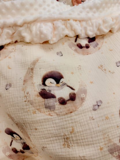 Baby nest |Premium Ultra Soft Muslin Velor |Set of 4|Penguin Fly to the Moon - Image 4