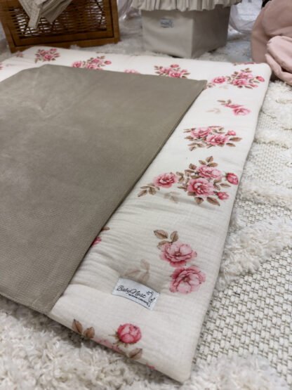 Velvet Changing Mat Including Removable Waterproof Pad | Fall Roses - Image 5