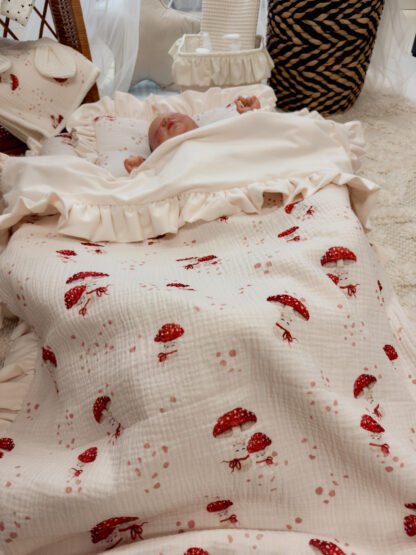 Baby nest |Premium Ultra Soft Muslin Velor |Set of 4|Happy Mushrooms - Image 4