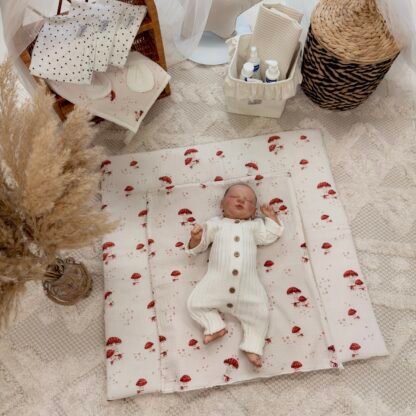 Changing Mat Velvet Including Removable Waterproof Pad | Happy Mushrooms