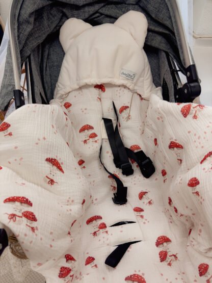 Car Seat Cover |Premium Muslin Velours| Happy Mushrooms - Image 3